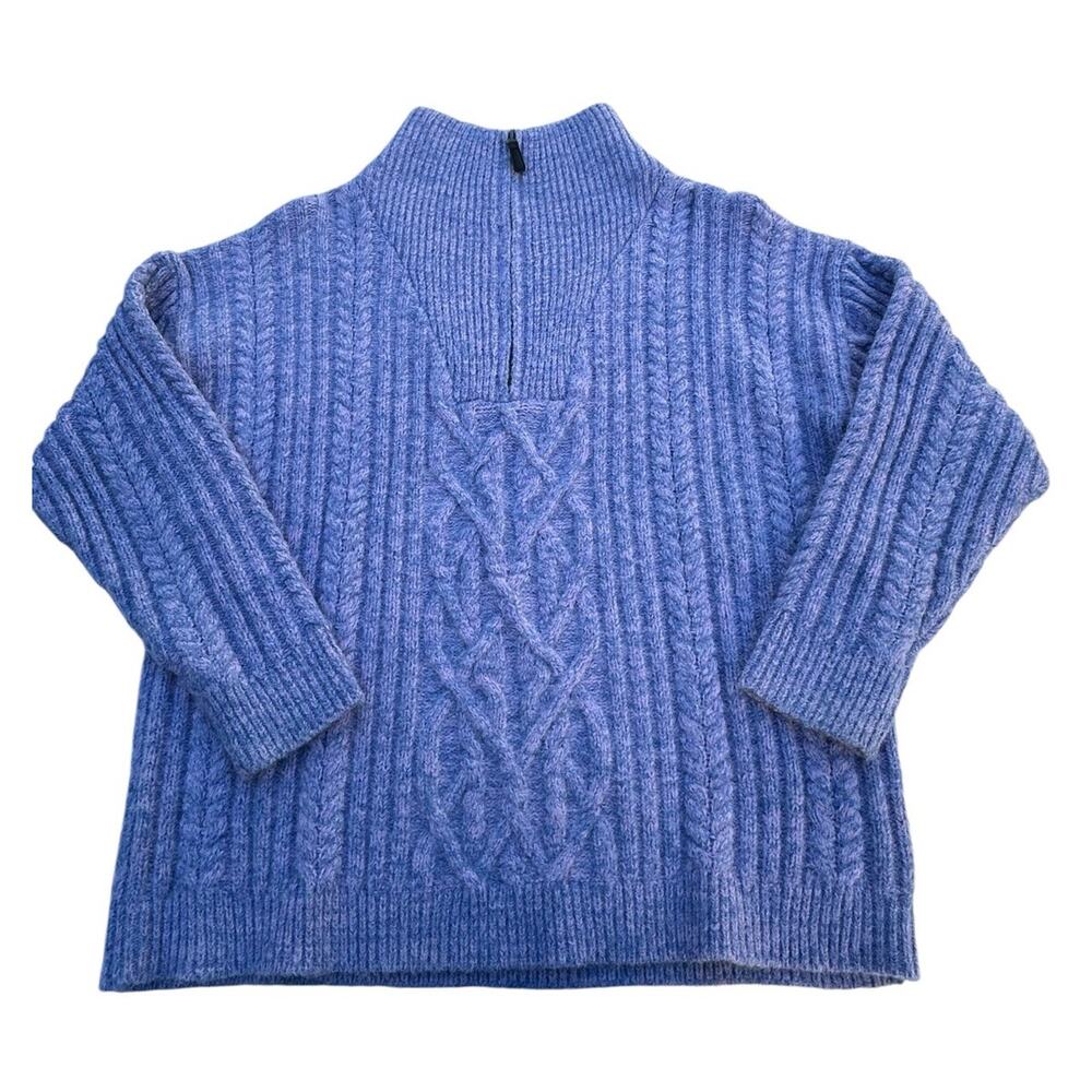 Sundance Light Purple/Blue Quarter Zip Cable Knit Pullover Sweater Size Medium